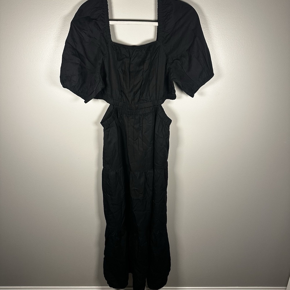 The Drop Women's Anaya Square Neck Cut-out Tiered Maxi Dress, Black, L, NWT - Picture 2 of 16